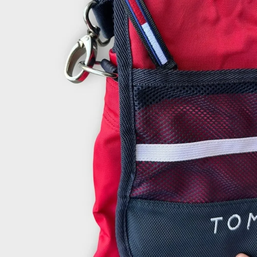 Vintage 90s Tommy Hilfiger Messenger Lap Top Bag Red Preppy Academic Grunge